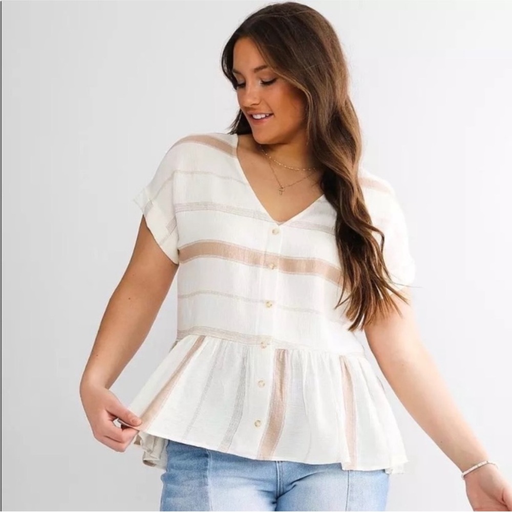 Bella Ella Boutique Striped Peplum Top